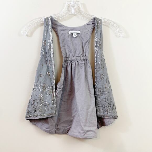 American Eagle Outfitters Jackets & Blazers - American Eagle Y2K Linen Blend Silver Beaded/Sequins Gray Vest